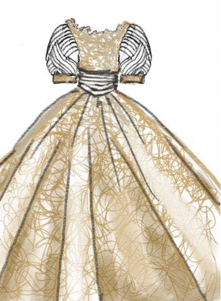 Kostümentwurf (Zeichnung eines Kleides) von Metin Misdik